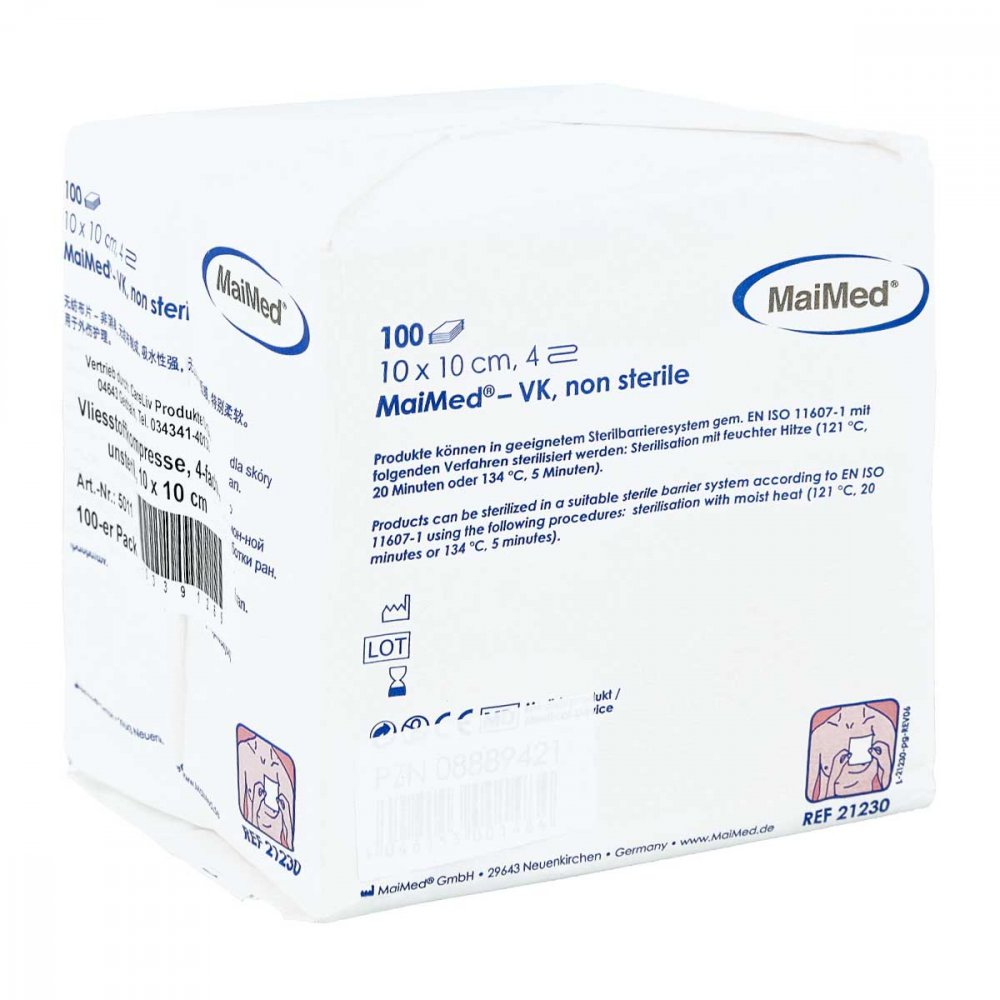 Vliesstoff-Kompressen Unsteril 10x10 Cm 4fach (100 stk)