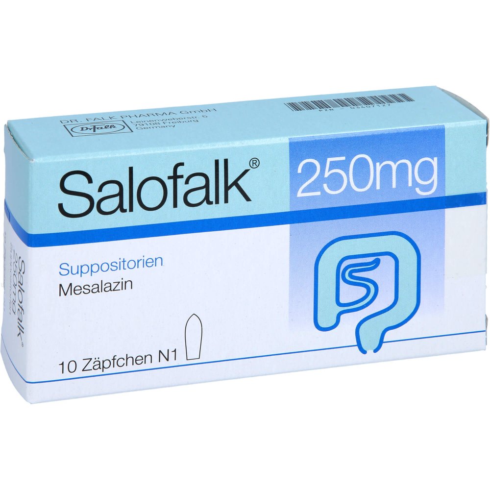 Das Produktfoto zeigt Salofalk 250 Mg Suppositorien (10 stk) PZN 03407127
