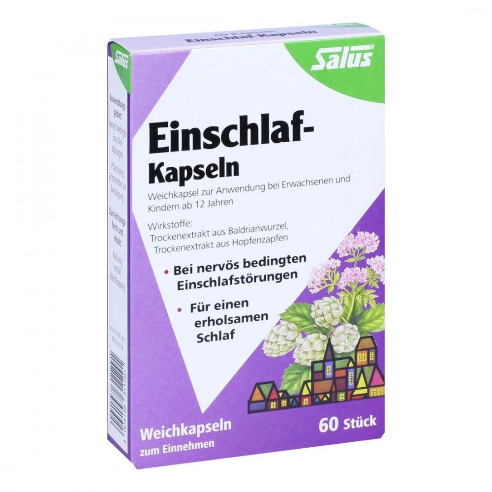 Das Produktfoto zeigt Einschlaf Kapseln Salus (60 stk) PZN 03410738