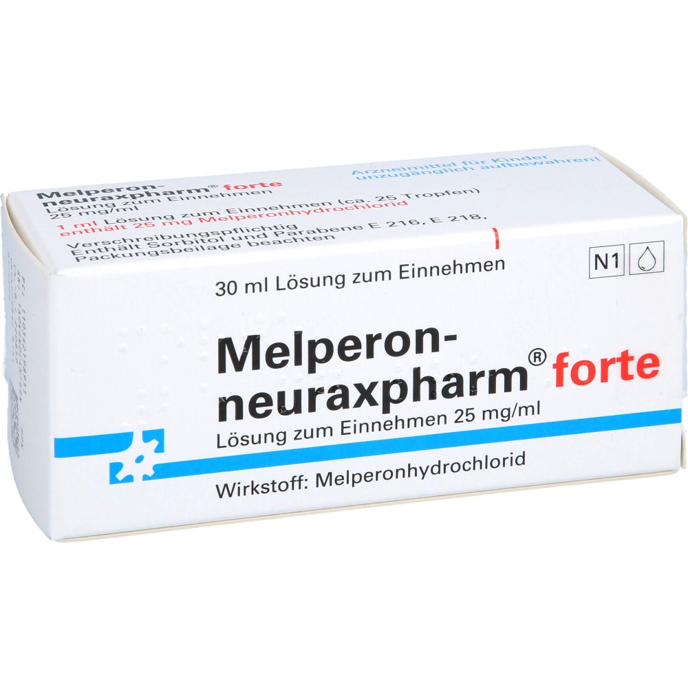 Das Produktfoto zeigt Melperon-Neuraxpharm Forte 25 Mg/Ml Lsg.Zum Einn. (30 ml) PZN 03421989