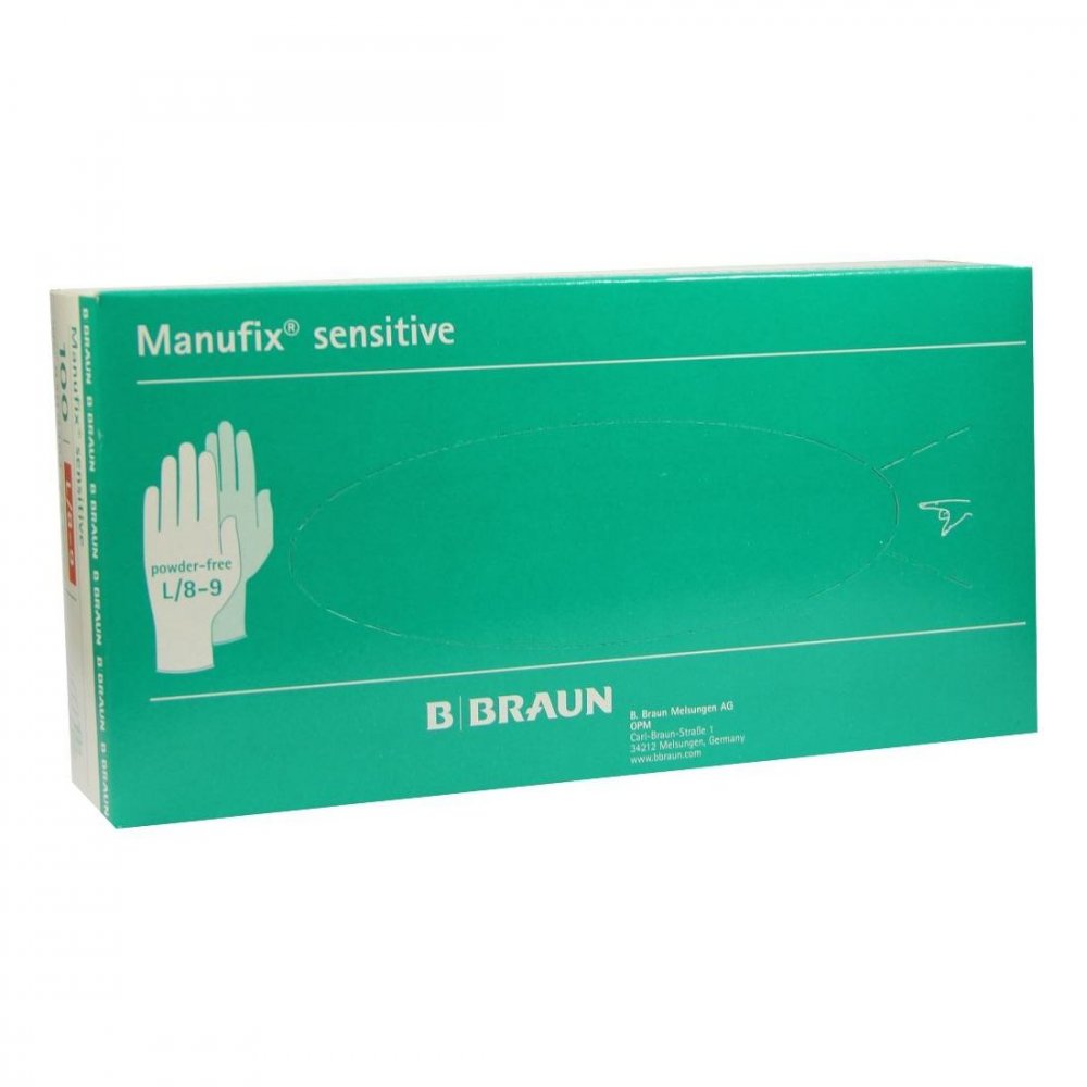 Das Produktfoto zeigt Manufix Sensitive Unters.Handschuhe Pf Groß (100 stk) PZN 03444542
