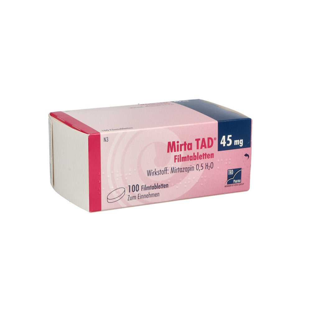 Das Produktfoto zeigt Mirta Tad 45 Mg Filmtabletten (100 stk) PZN 03448681