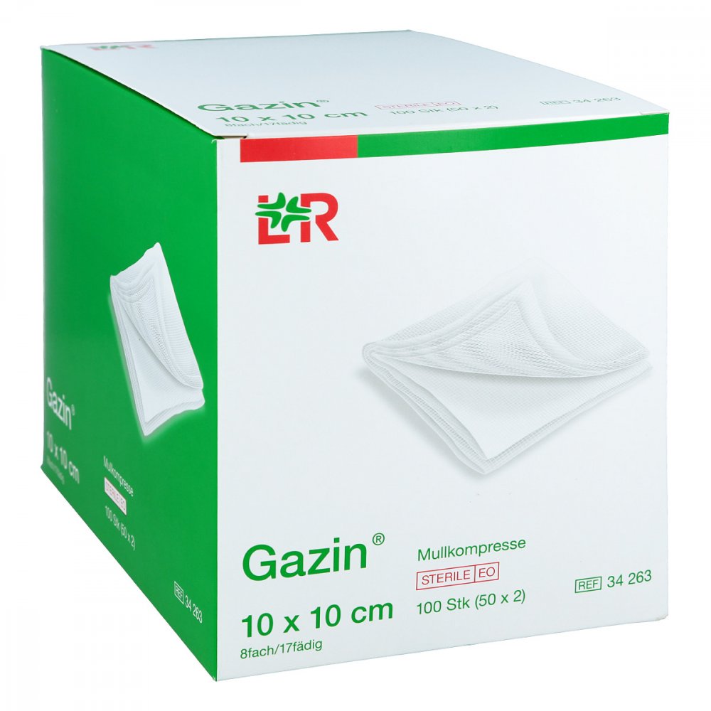 Gazin Mullkomp.10x10 Cm Steril 8fach (50X2 stk)