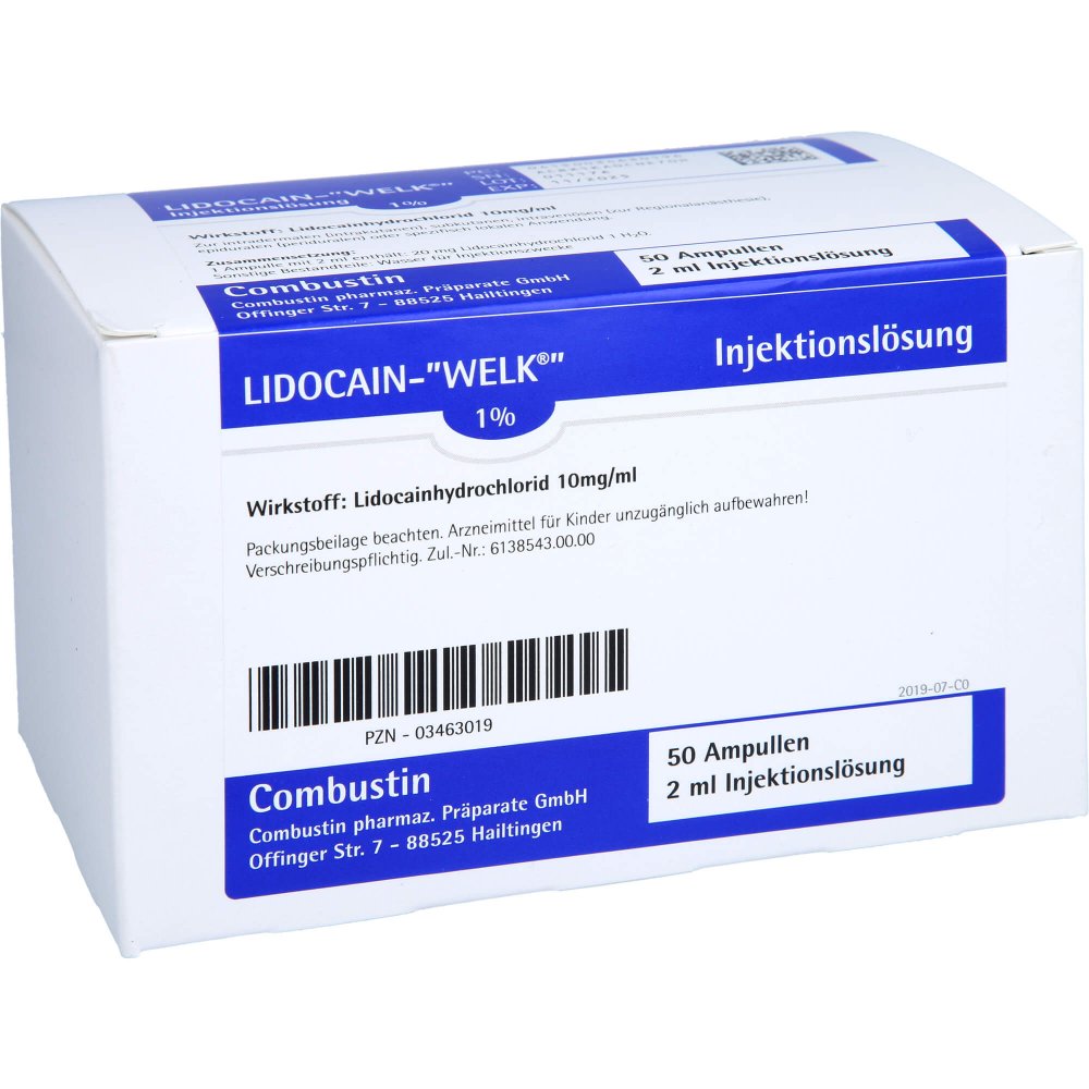 Lidocain Welk 1% Injektionslösung Ampullen (50X2 ml)