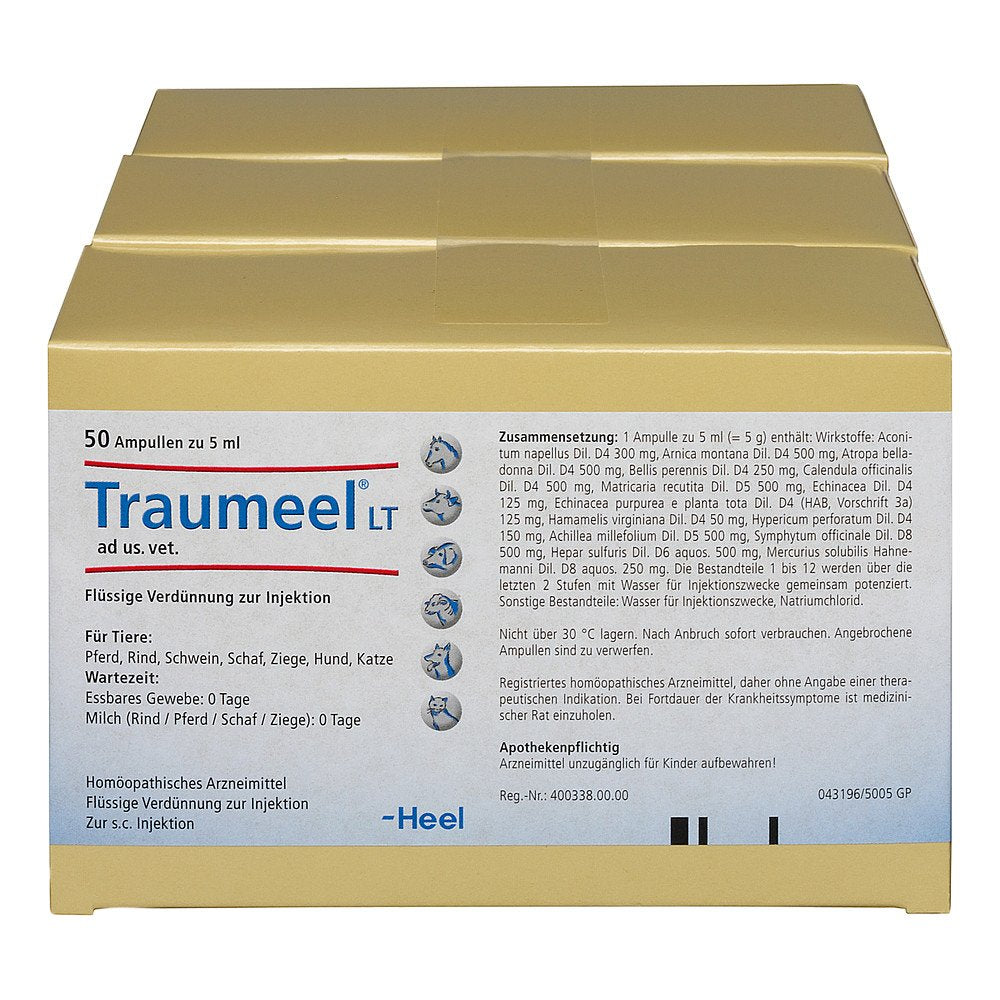 Das Produktfoto zeigt Traumeel Lt Ad Us.Vet.Ampullen (150X5 ml) PZN 03507202