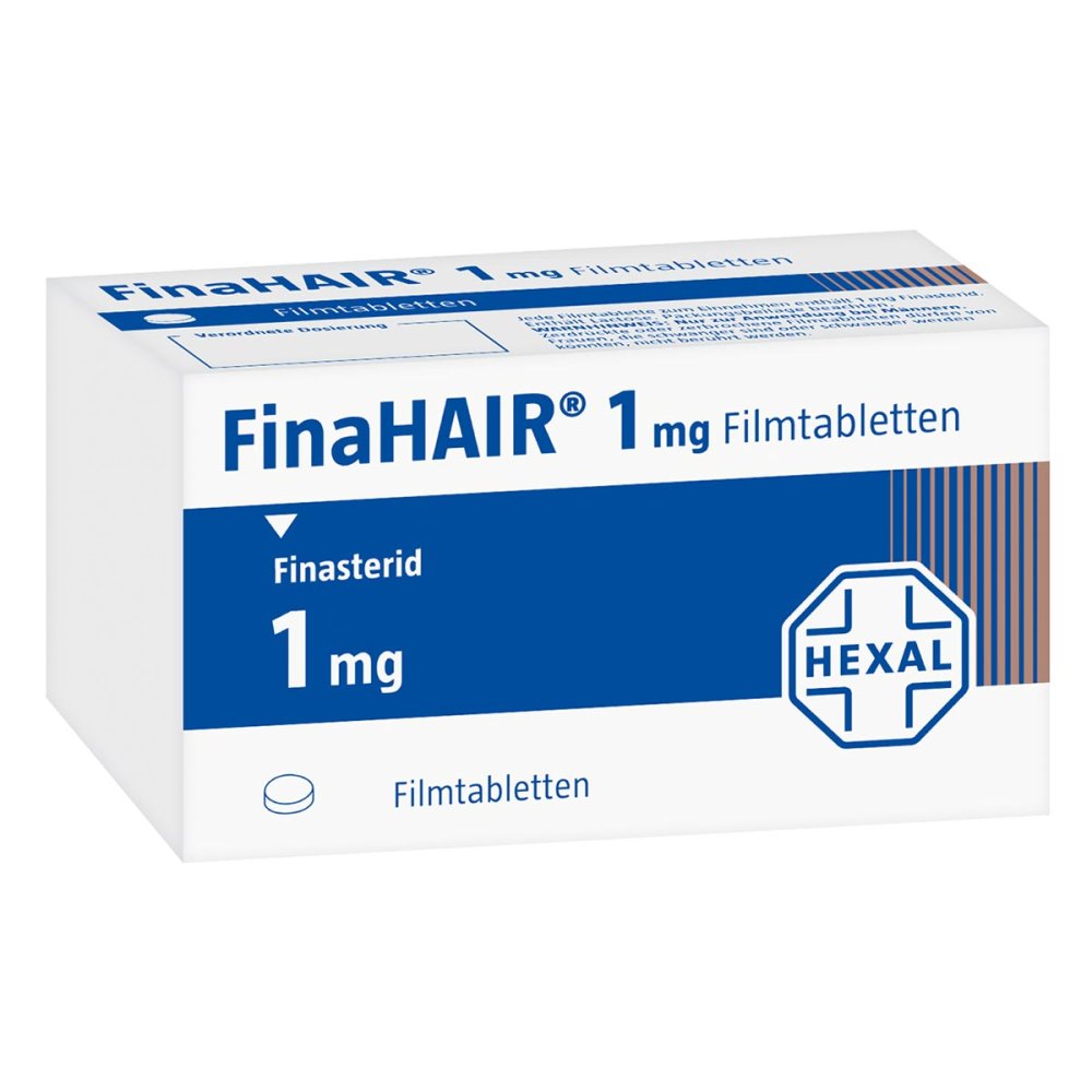 Das Produktfoto zeigt Finahair 1 Mg Filmtabletten (28 stk) PZN 03524755