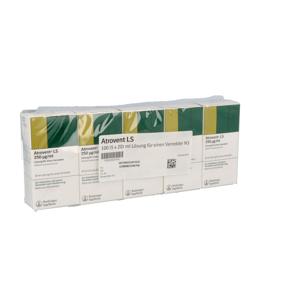 Das Produktfoto zeigt Atrovent Ls Lösung Für Einen Vernebler (5X20 ml) PZN 03529793
