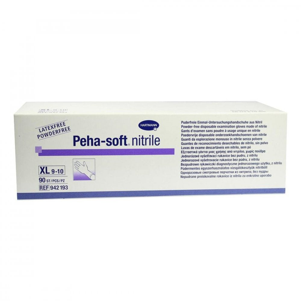 Das Produktfoto zeigt Peha-Soft Nitrile Unt.Handsch.Unste.Puderfrei Xl (90 stk) PZN 03538088
