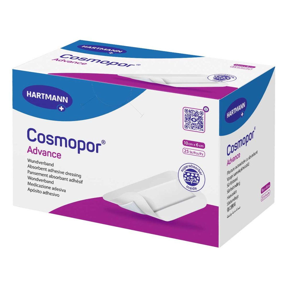 Das Produktfoto zeigt Cosmopor Advance Wundverband 6x10 Cm (25 stk) PZN 03546515