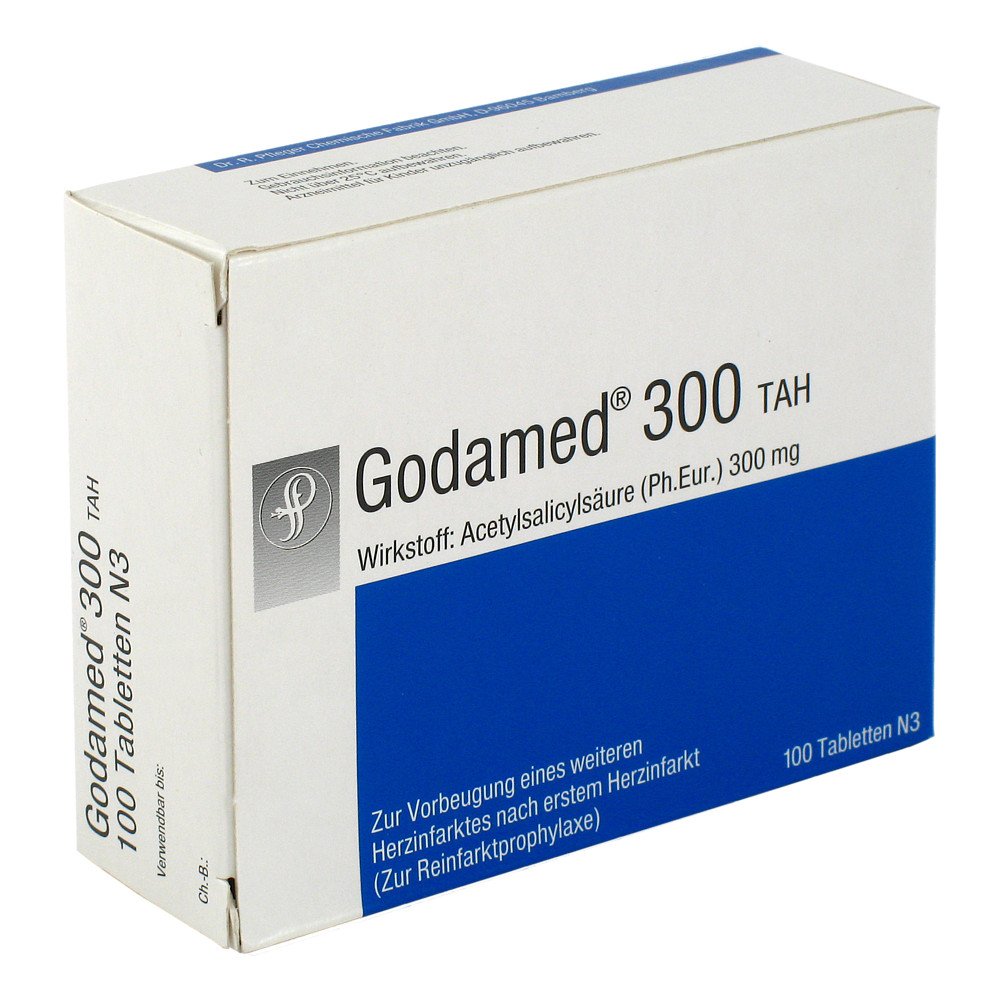 Das Produktfoto zeigt Godamed 300 Mg Tah Tabletten (100 stk) PZN 03641225