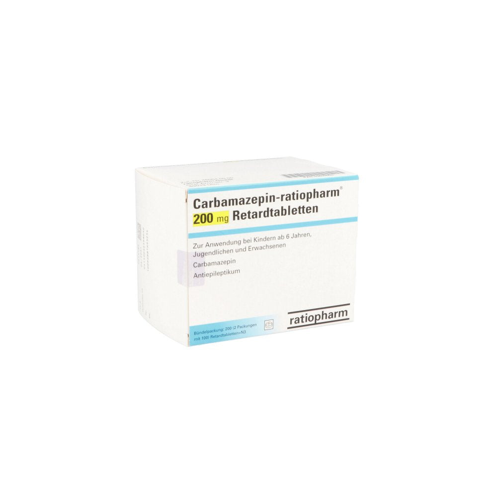 Das Produktfoto zeigt Carbamazepin-Ratiopharm 200 Mg Retardtabletten (200 stk) PZN 03659805