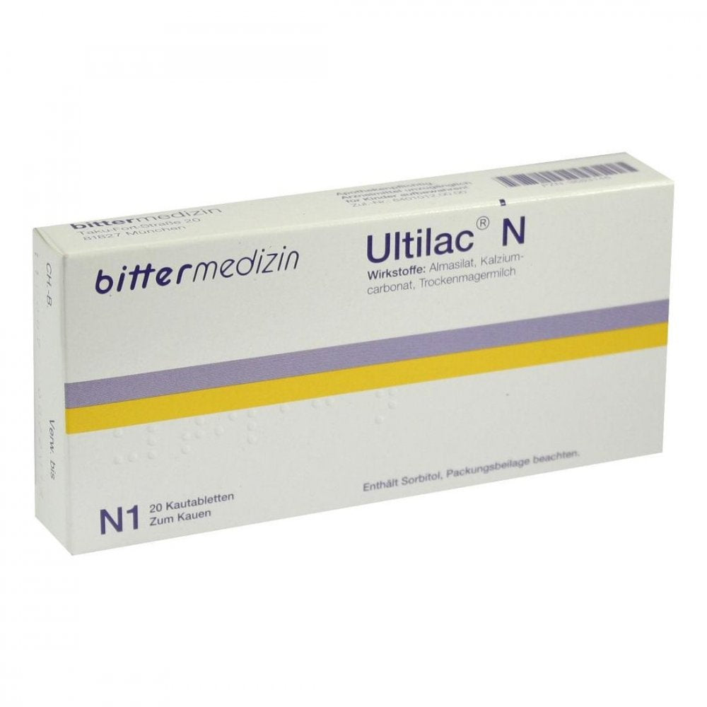 Das Produktfoto zeigt Ultilac N Kautabletten (20 stk) PZN 03683146