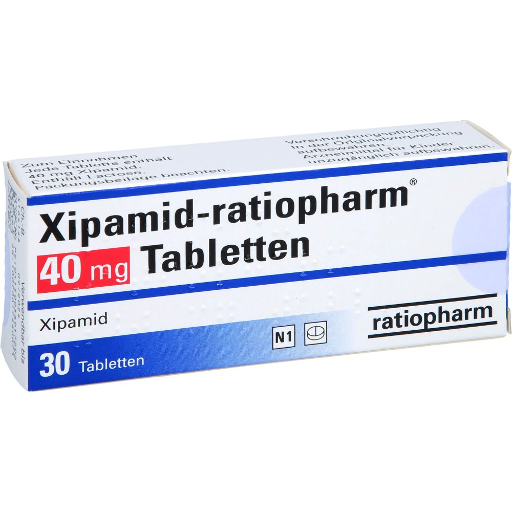 Das Produktfoto zeigt Xipamid-Ratiopharm 40 Mg Tabletten (30 stk) PZN 03691720
