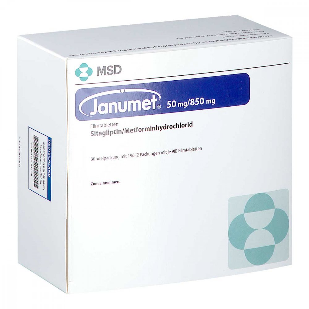 Janumet 50 Mg/850 Mg Filmtabletten (196 stk)