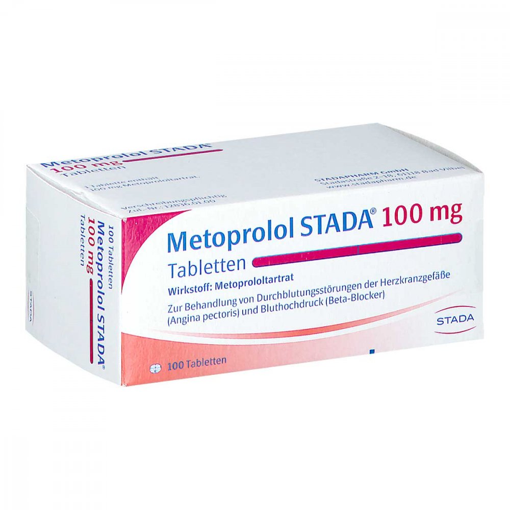Das Produktfoto zeigt Metoprolol Stada 100 Mg Tabletten (100 stk) PZN 03722573