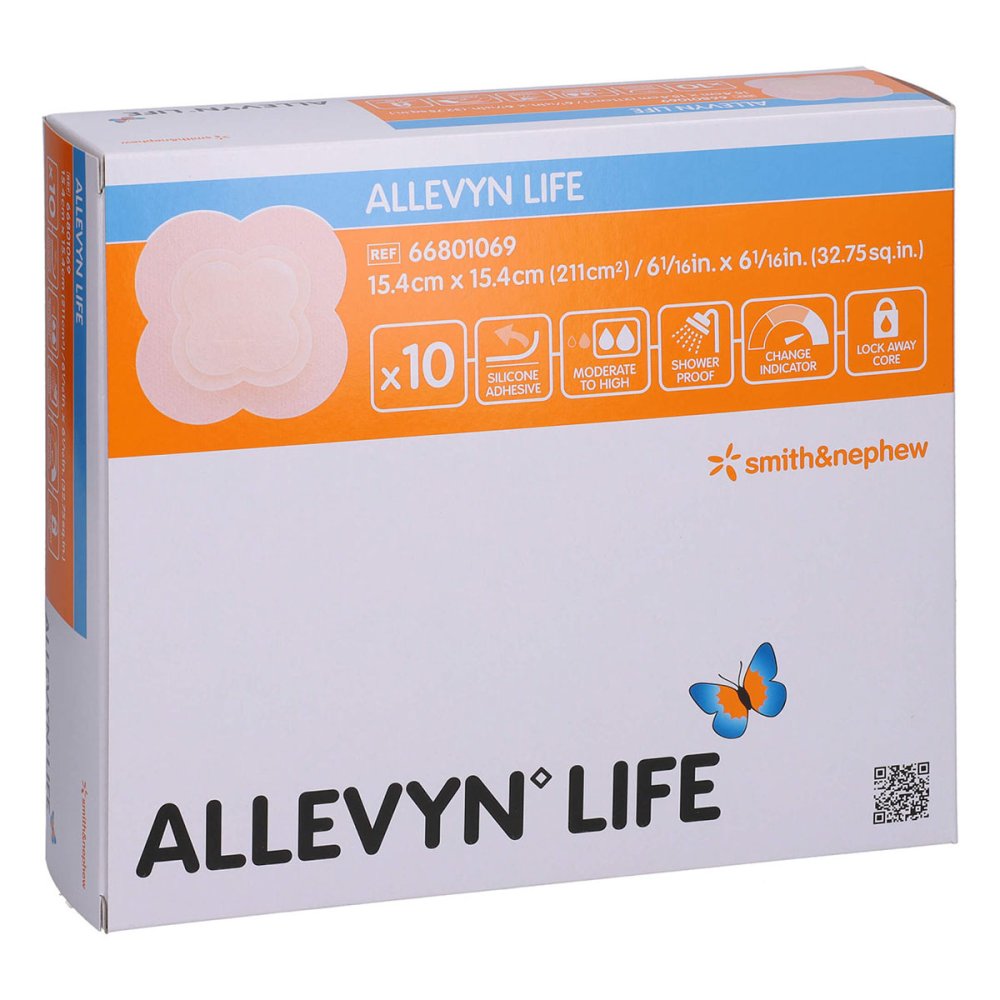 Das Produktfoto zeigt Allevyn Life 15,4x15,4 Cm Silikonschaumverband (10 stk) PZN 03725850