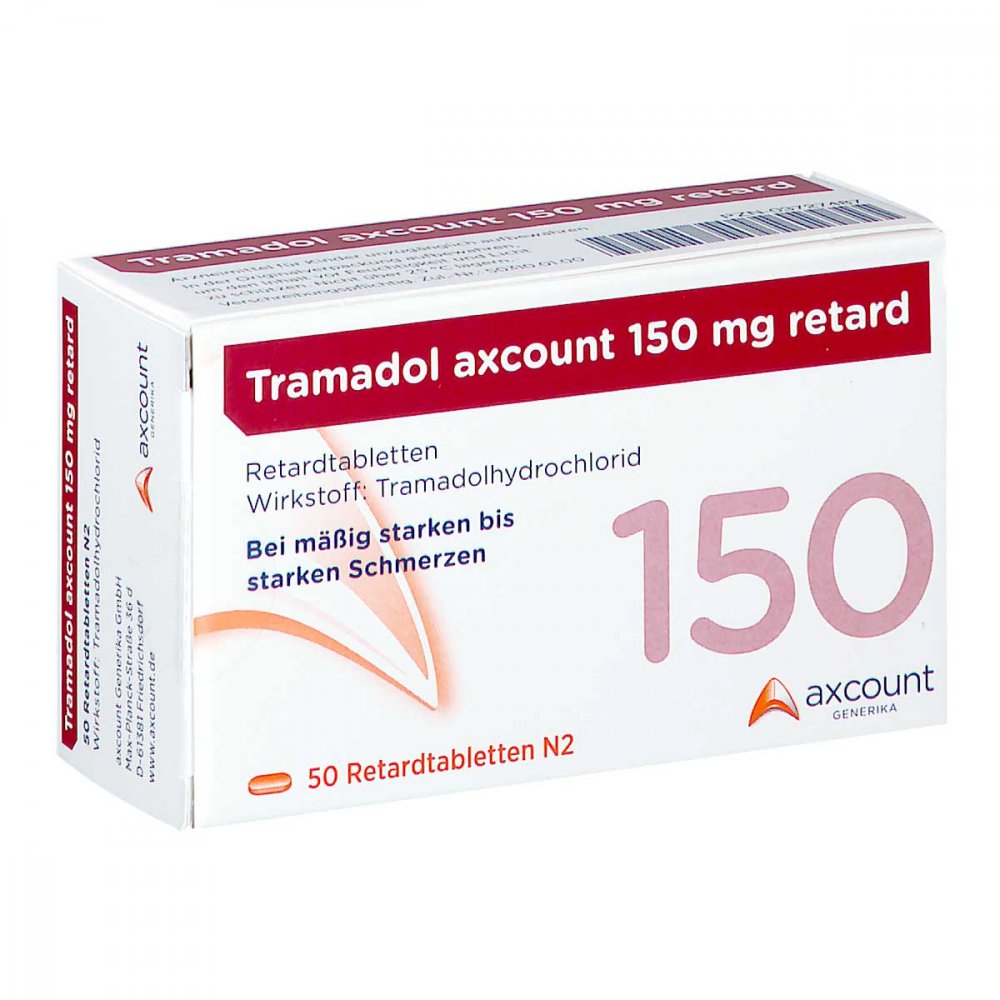 Das Produktfoto zeigt Tramadol Axcount 150 Mg Retard Tabl. (50 stk) PZN 03727487