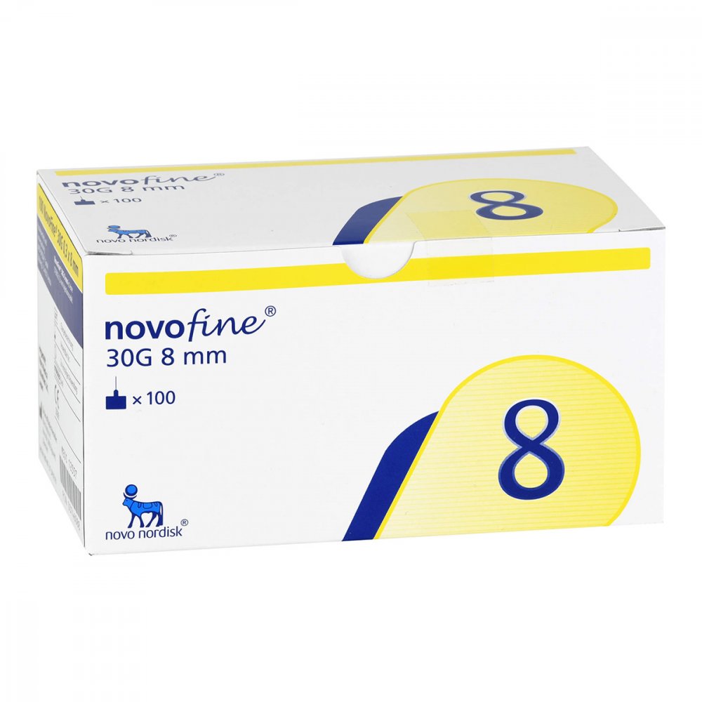 Das Produktfoto zeigt Novofine Nadeln 0,30x8 Mm (100 stk) PZN 03746088