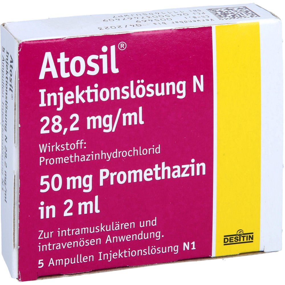 Das Produktfoto zeigt Atosil Injektionslösung N 28,2 Mg/Ml (5X2 ml) PZN 03746740