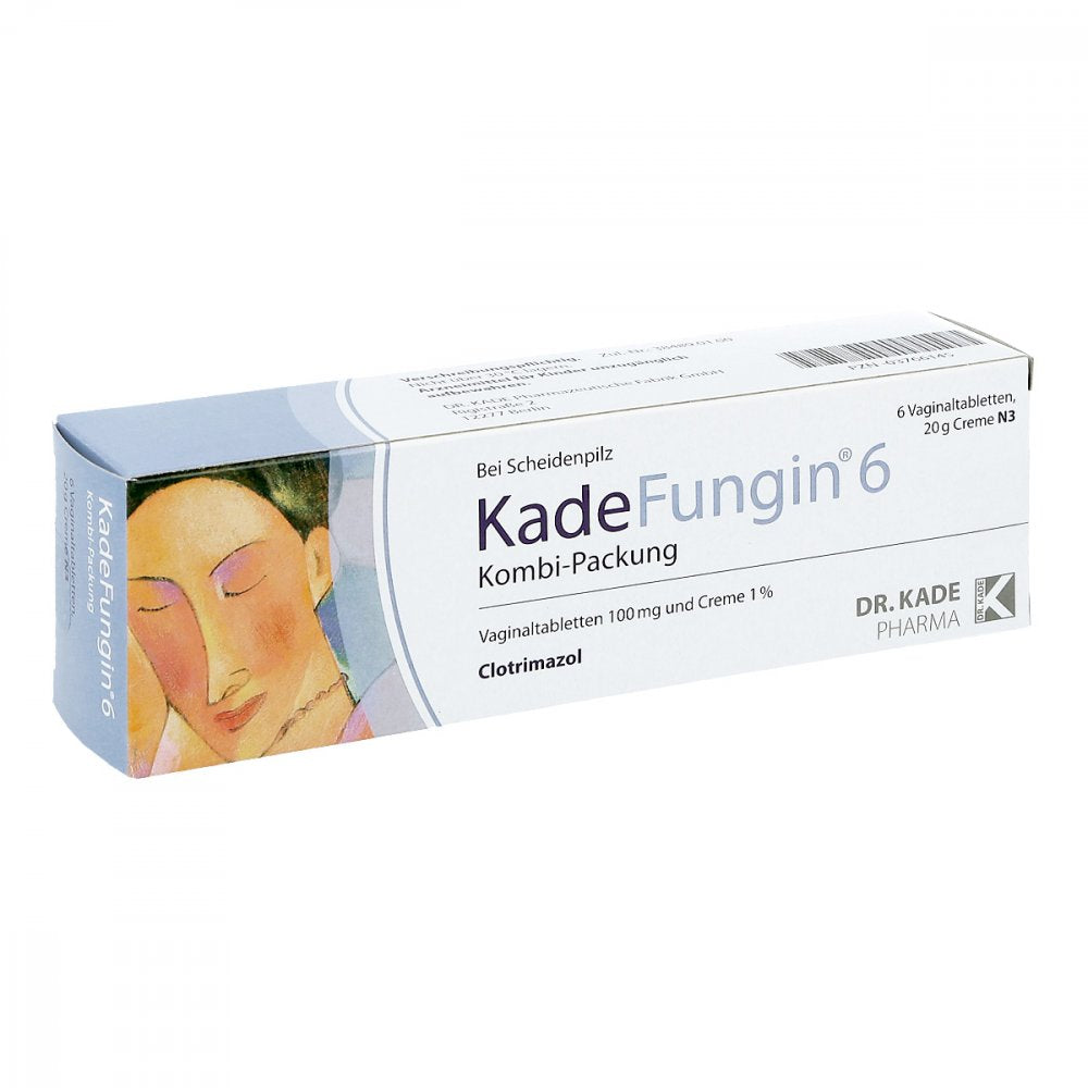 Das Produktfoto zeigt Kadefungin 6 Kombip.20 G Creme+6 Vaginaltabl. (1 stk) PZN 03766145