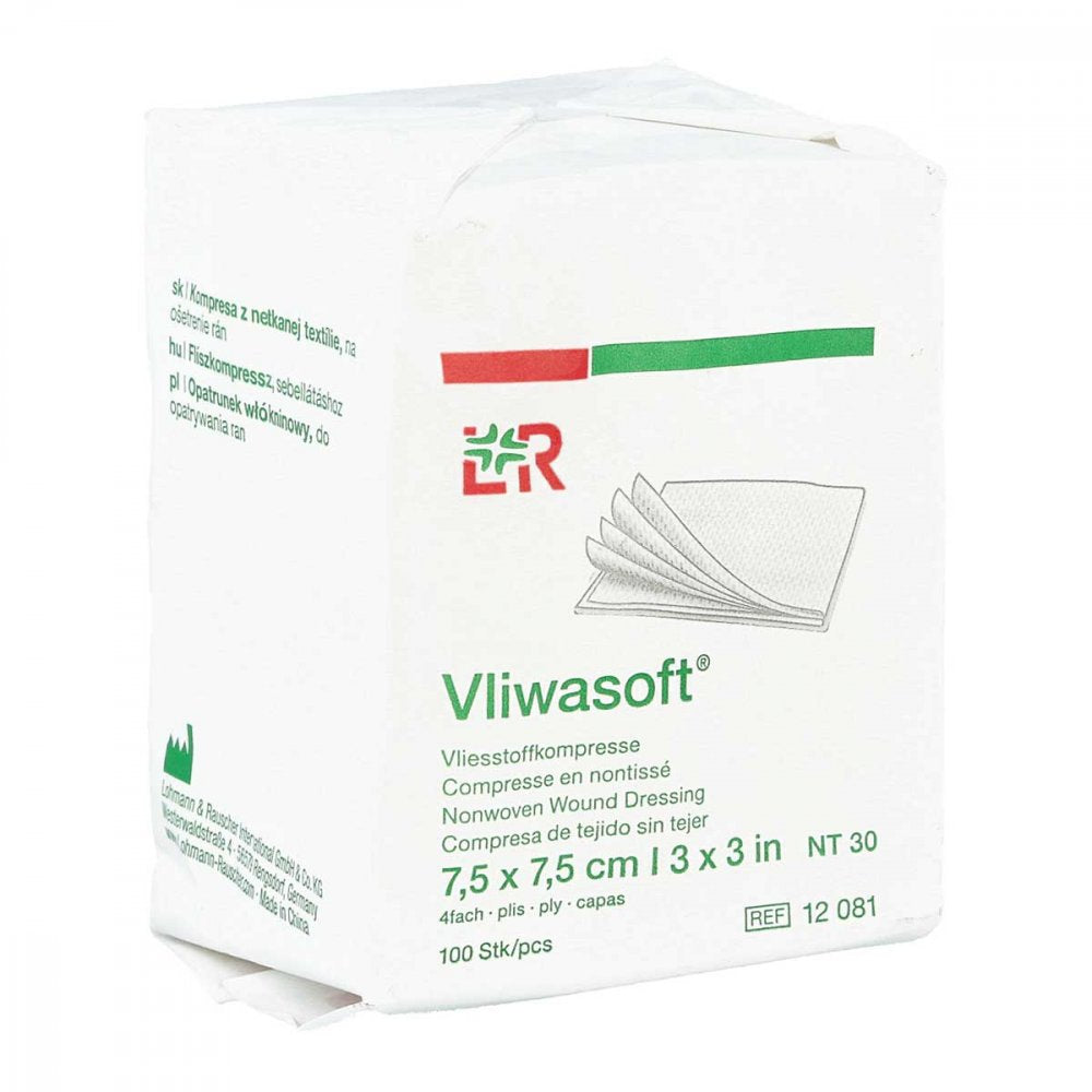 Vliwasoft Vlieskompressen Unsteril 7,5x7,5 Cm 4l. (100 stk)