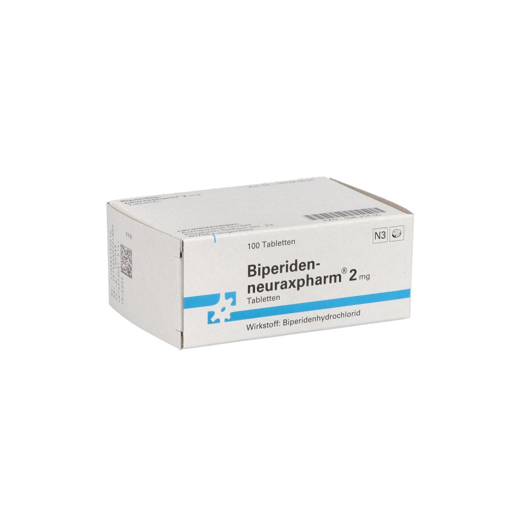 Das Produktfoto zeigt Biperiden-Neuraxpharm 2 Mg Tabletten (100 stk) PZN 03831405