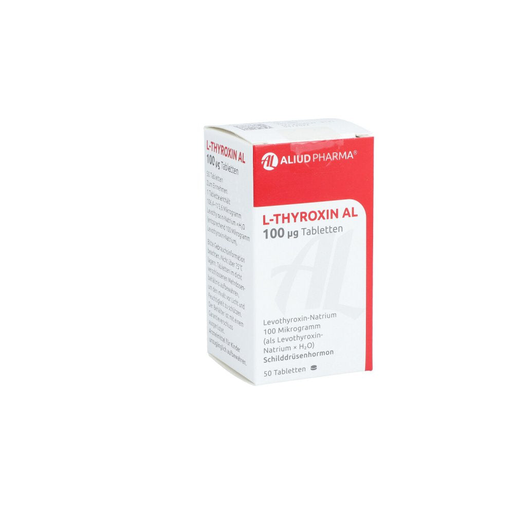 Das Produktfoto zeigt L-Thyroxin Al 100 Μg Tabletten (50 stk) PZN 03853890