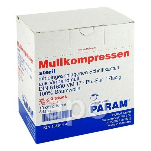 Mullkompressen 10x10 Cm Steril 8fach (25X2 stk)