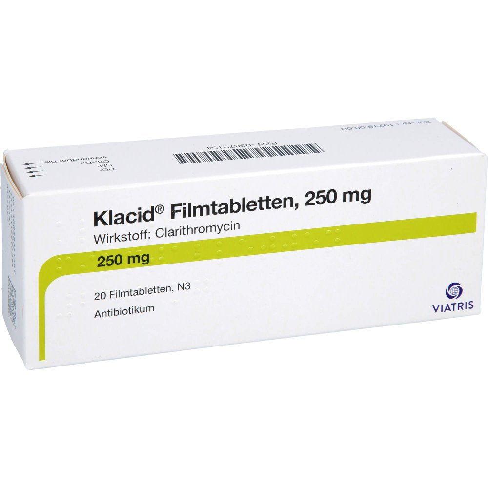 Das Produktfoto zeigt Klacid Filmtabletten (20 stk) PZN 03873154