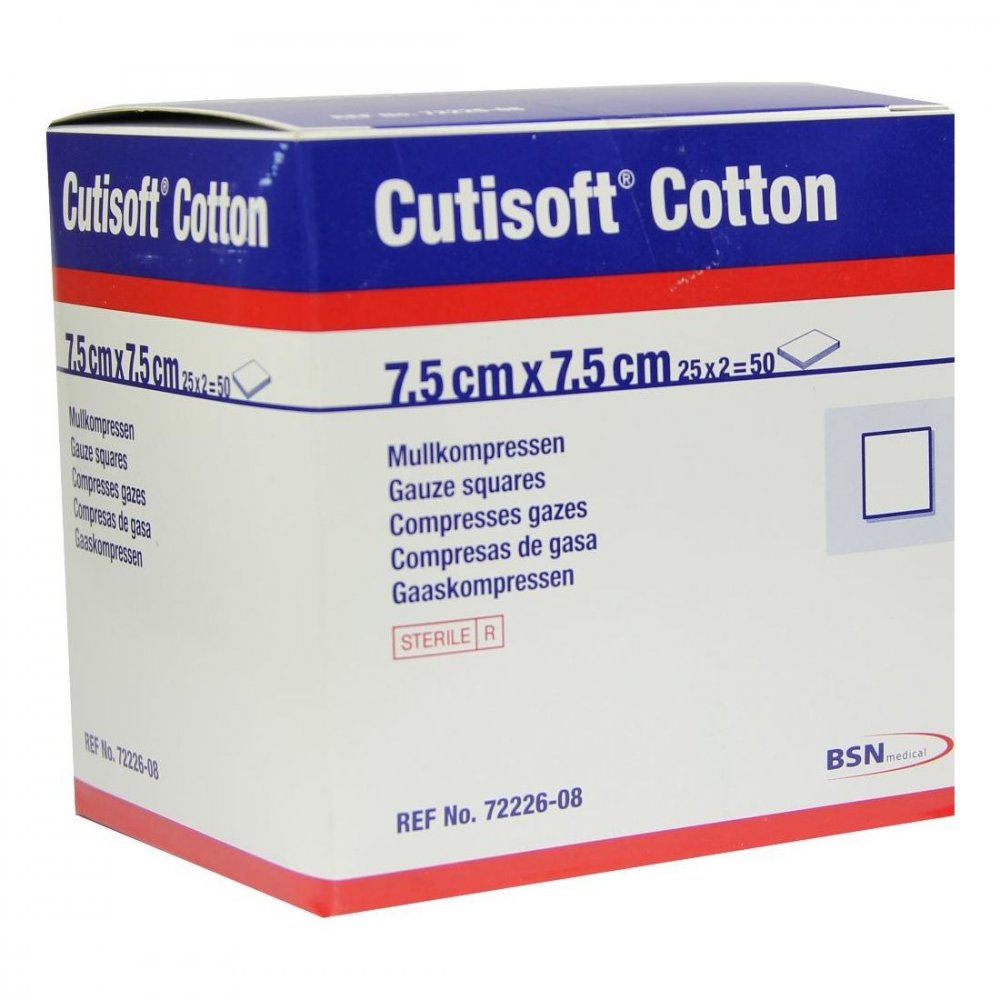 Cutisoft Cotton Kompr.7,5x7,5 Cm Ster.12fach (25X2 stk)