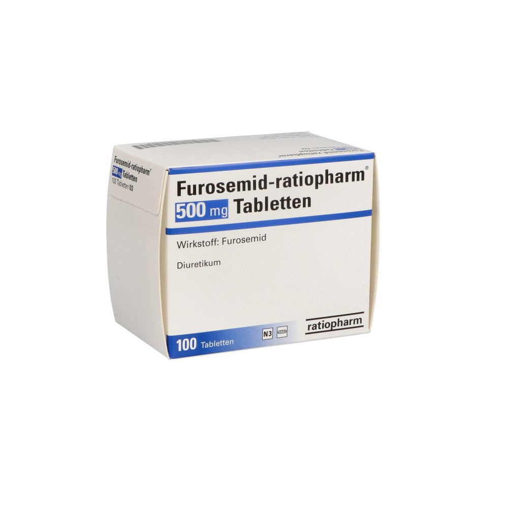 Das Produktfoto zeigt Furosemid-Ratiopharm 500 Mg Tabletten (100 stk) PZN 03942429