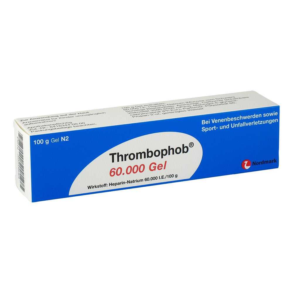 Das Produktfoto zeigt Thrombophob 60.000 Gel (100 g) PZN 03950943