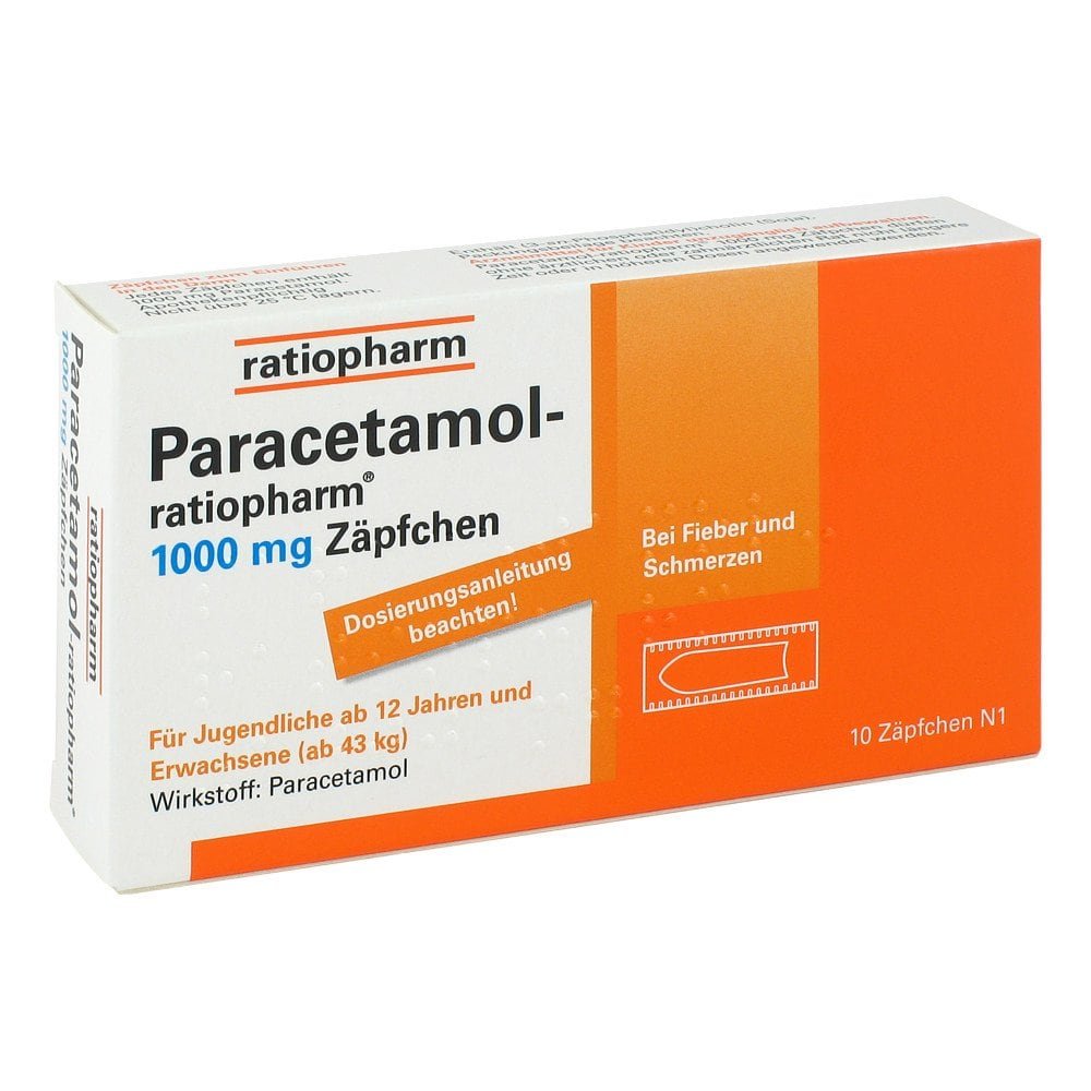 Paracetamol-Ratiopharm 1.000 Mg Zäpfchen (10 stk)