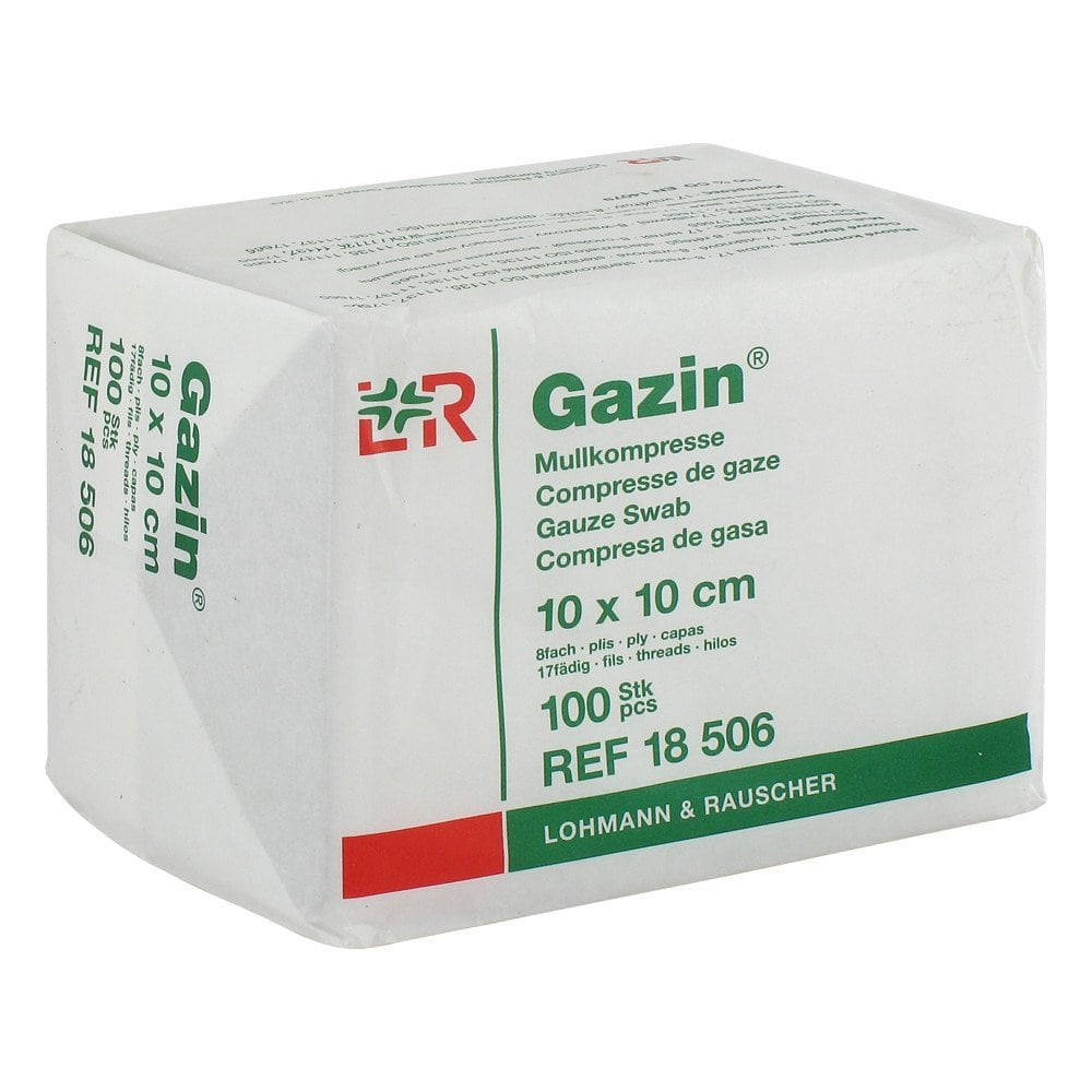 Gazin Mullkomp.10x10 Cm Unsteril 8fach Op (100 stk)