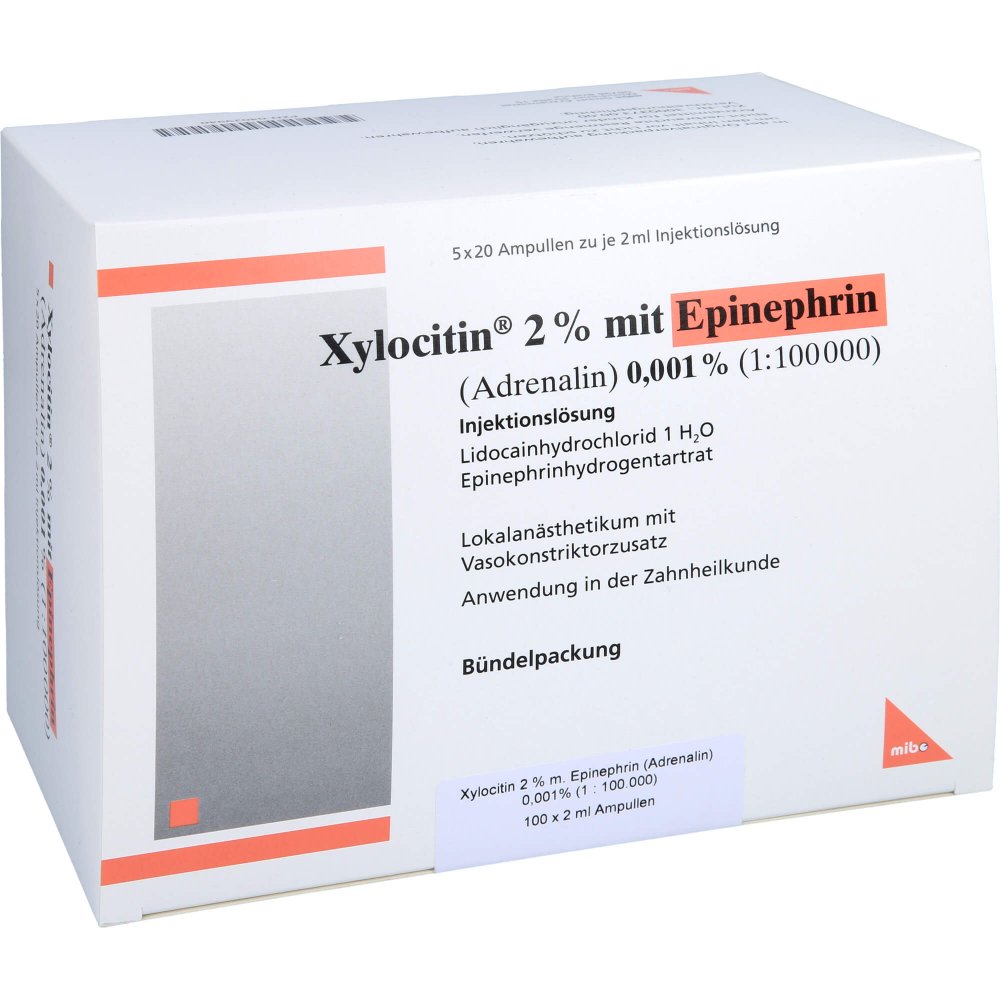 Xylocitin 2% M.Epinephrin 0,001% Inj.-Lsg.Amp. (100 stk)