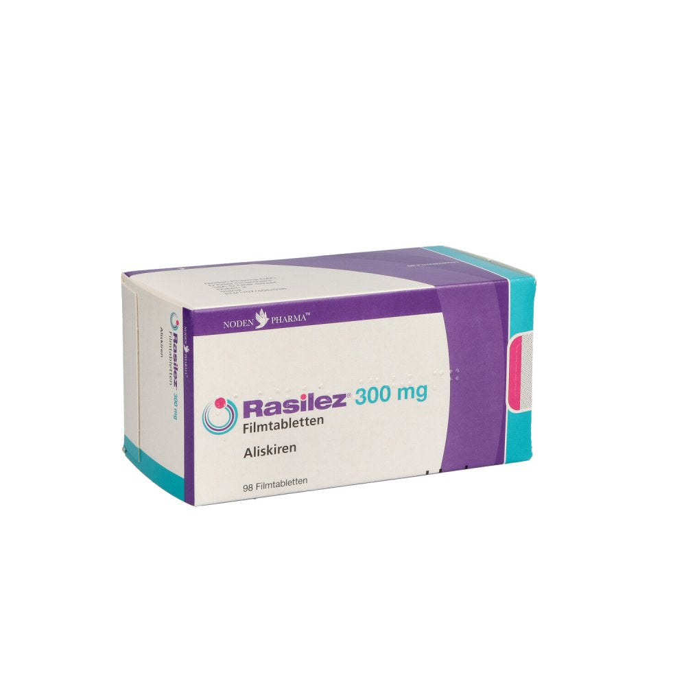 Das Produktfoto zeigt Rasilez 300 Mg Filmtabletten (98 stk) PZN 04045933