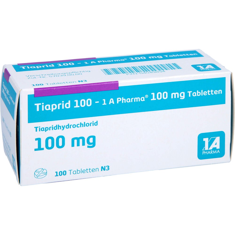 Das Produktfoto zeigt Tiaprid 100-1a Pharma Tabletten (100 stk) PZN 04049894