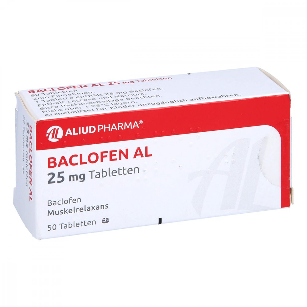 Das Produktfoto zeigt Baclofen Al 25 Mg Tabletten (50 stk) PZN 04208559