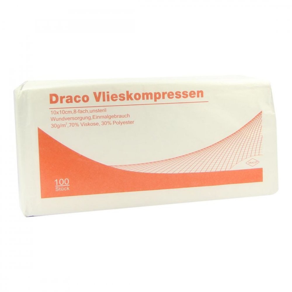 Das Produktfoto zeigt Vlieskompressen Unsteril 10x10 Cm 8fach (100 stk) PZN 04220721