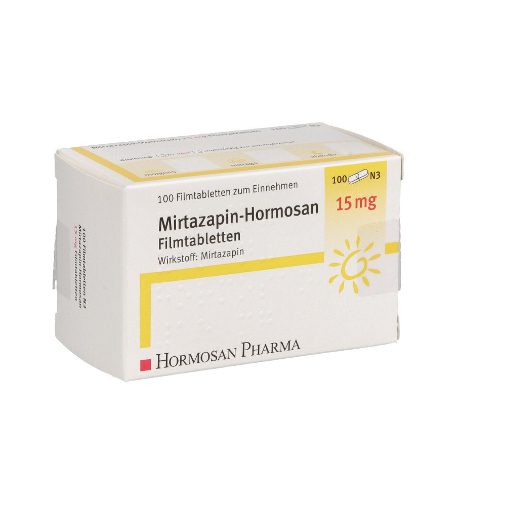 Das Produktfoto zeigt Mirtazapin Hormosan 15 Mg Filmtabletten (100 stk) PZN 04232167
