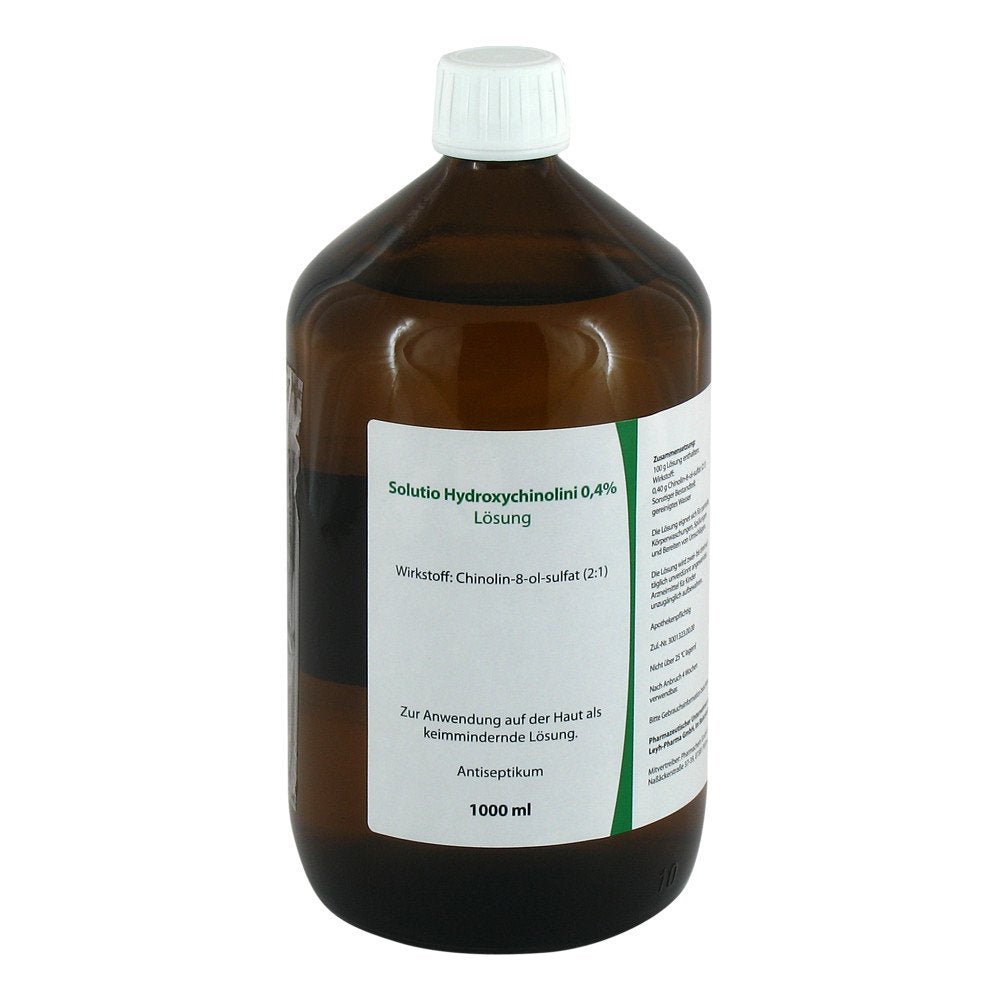Das Produktfoto zeigt Solutio Hydroxychin. 0,4% (1000 ml) PZN 04323757