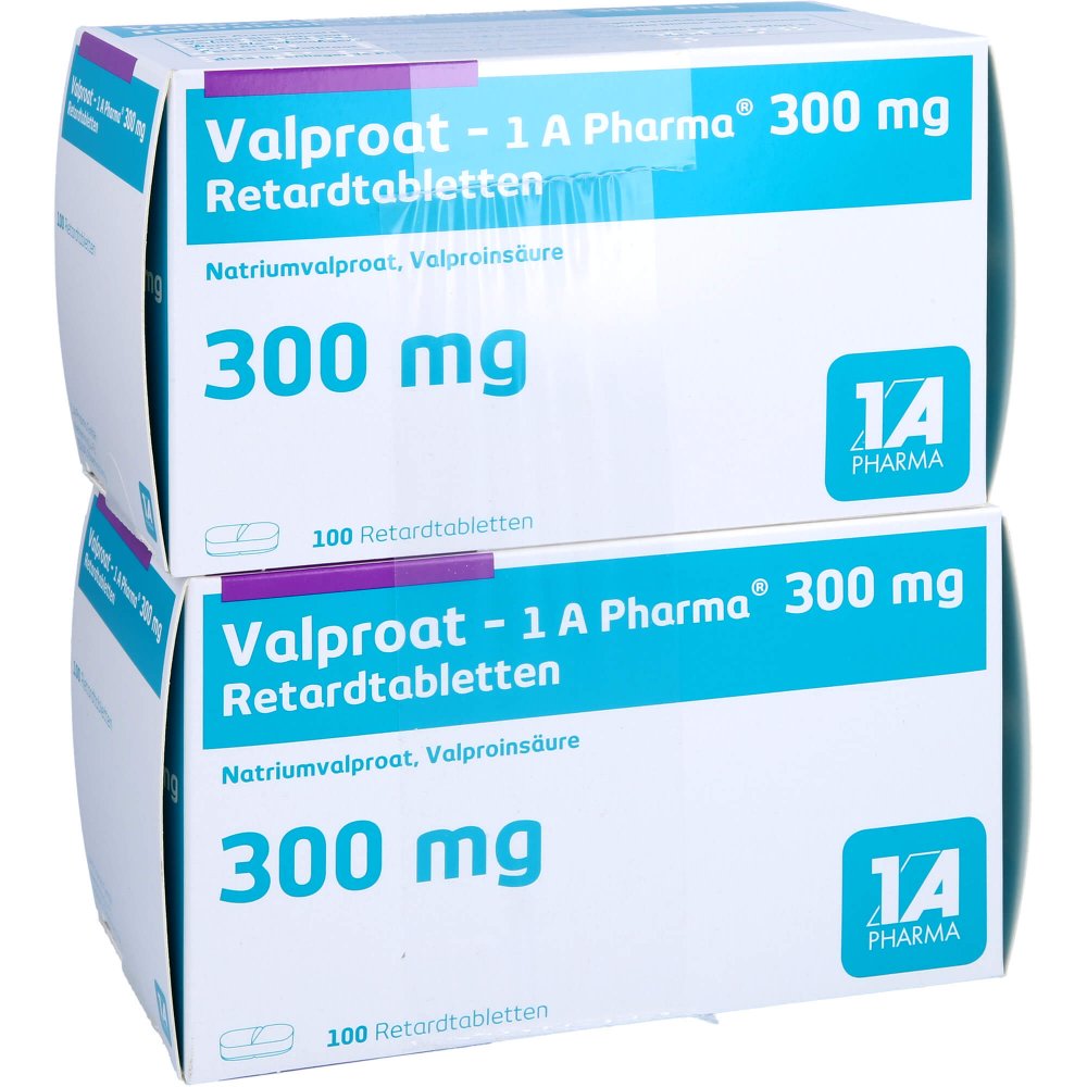 Das Produktfoto zeigt Valproat-1a Pharma 300 Mg Retardtabletten (200 stk) PZN 04343926