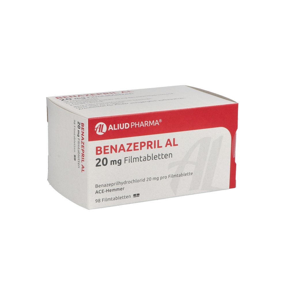 Das Produktfoto zeigt Benazepril Al 20 Mg Filmtabletten (98 stk) PZN 04351736