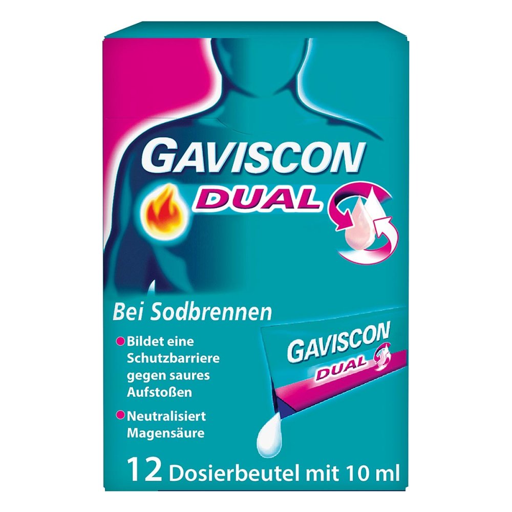 Gaviscon Dual 500mg/213mg/325mg Susp.Z.Einn.Btl. (12X10 ml)