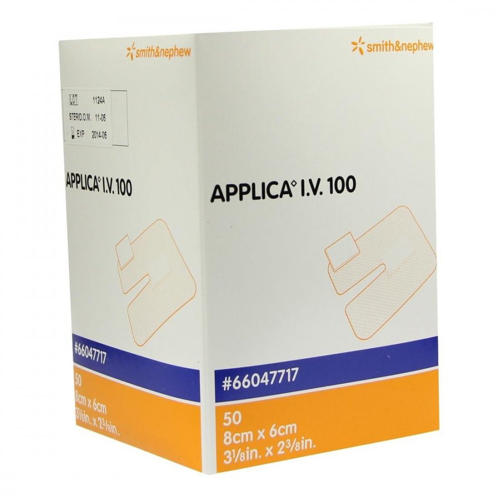 Das Produktfoto zeigt Applica I.V.100 Kanülenpflaster M.Saugpolster (50 stk) PZN 04393798