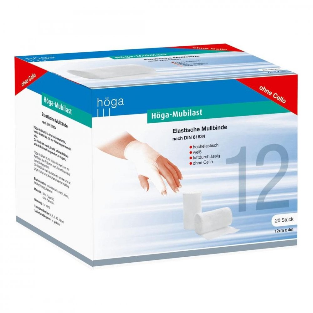 Das Produktfoto zeigt Höga-Mubilast Fixierbinde 12 Cmx4 M O.Cellophan (20 stk) PZN 04401598