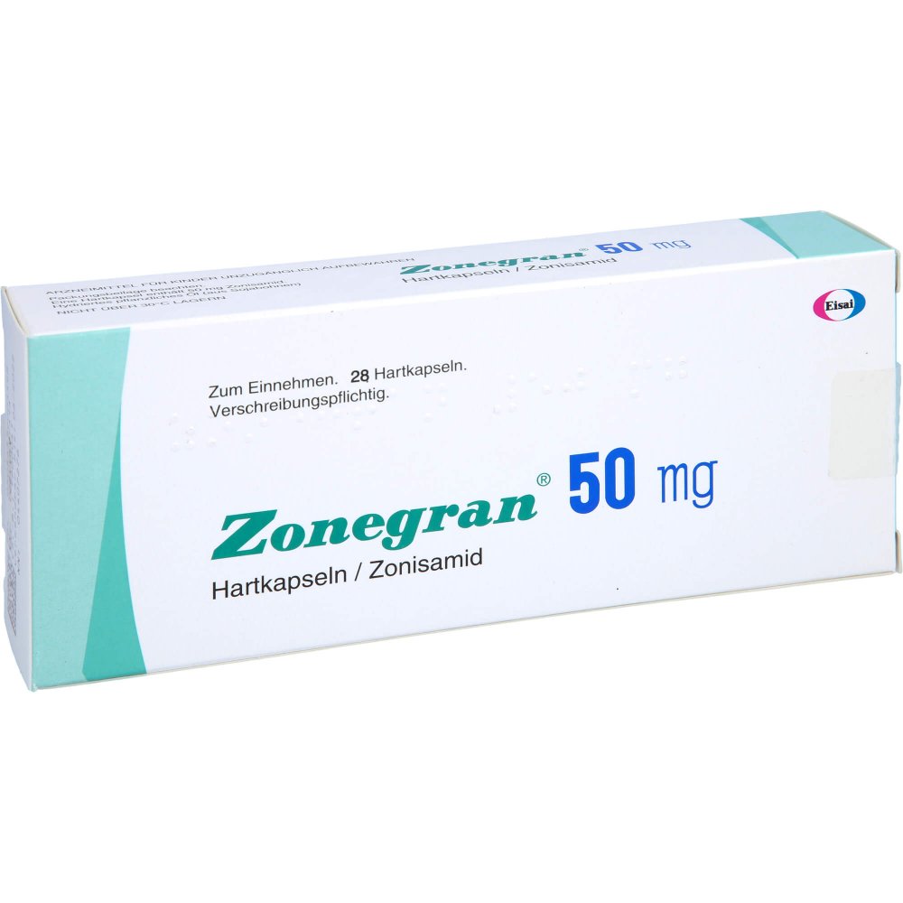 Das Produktfoto zeigt Zonegran Amdipharm 50 Mg Hartkapseln (28 stk) PZN 04407276
