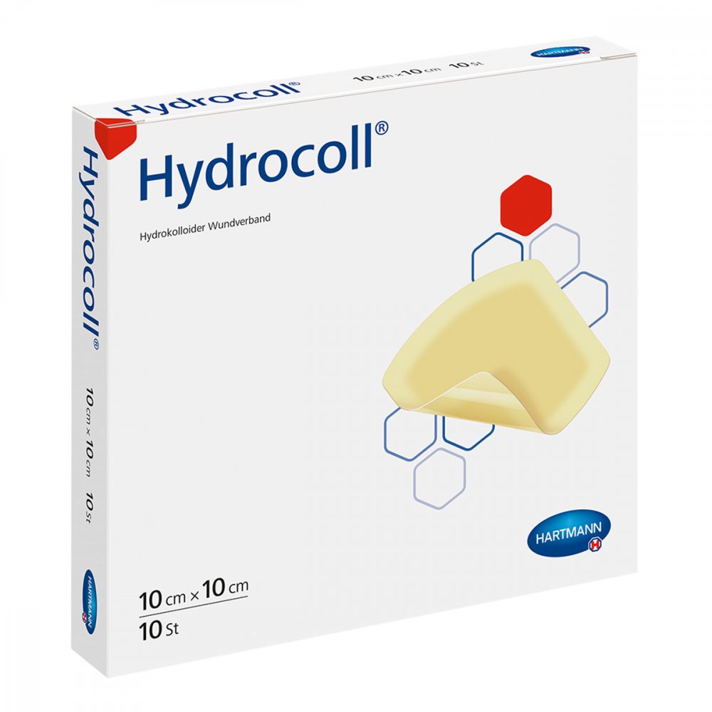 Das Produktfoto zeigt Hydrocoll Wundverband 10x10 Cm (10 stk) PZN 04419865
