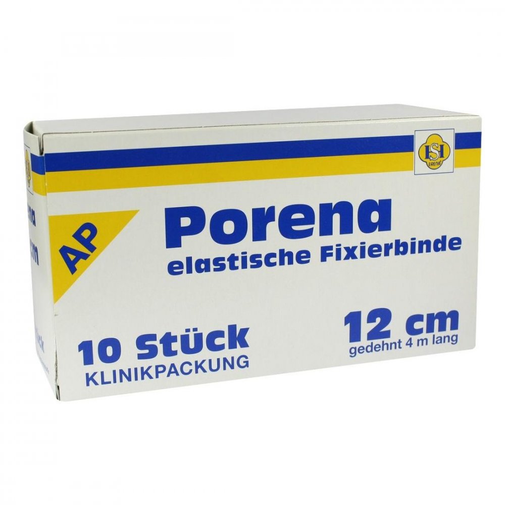 Das Produktfoto zeigt Porena Elast.Mullbinde 12 Cm Weiß O.Cello (10 stk) PZN 04433339