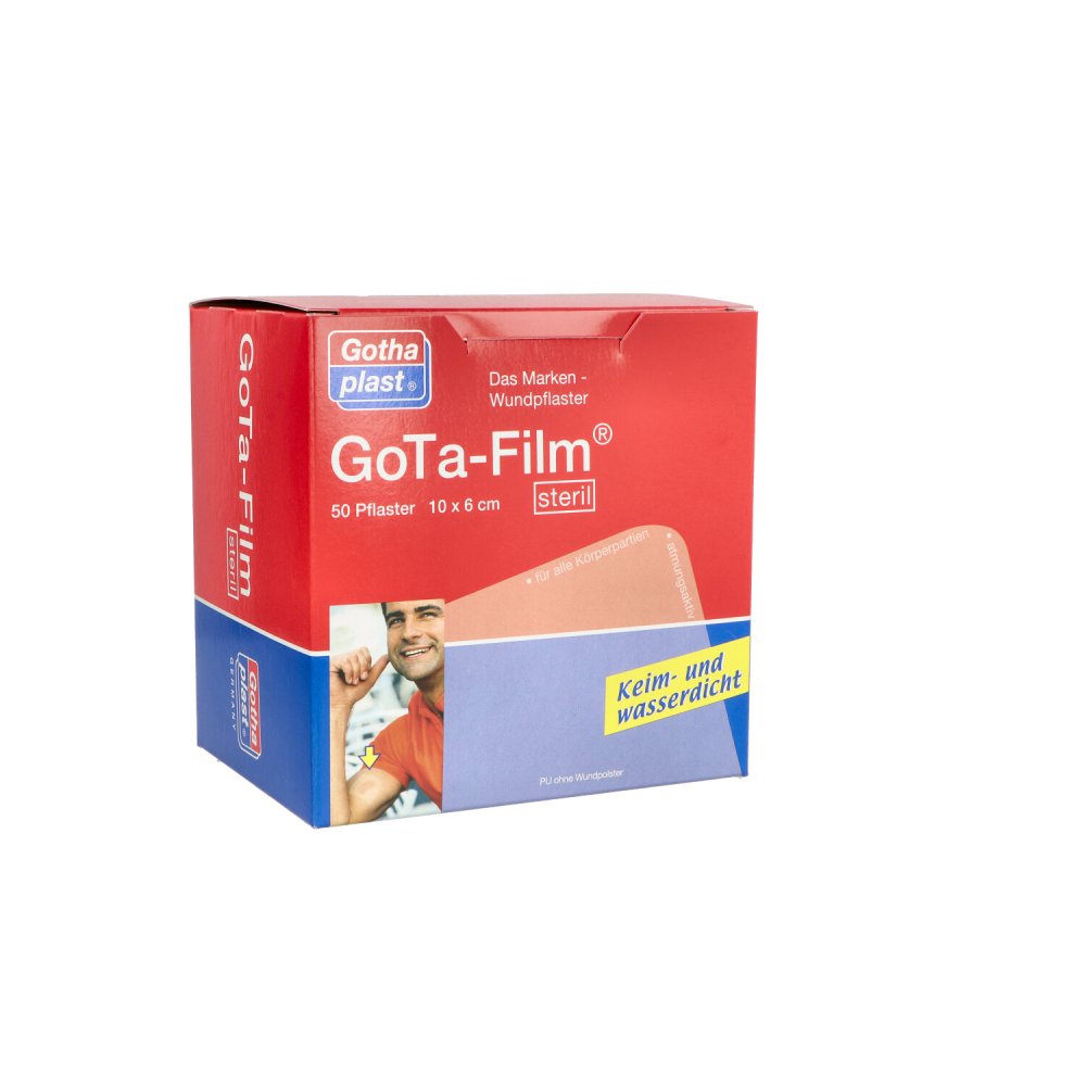 Das Produktfoto zeigt Gota Film Steril 6x10 Cm Pflaster (50 stk) PZN 04442539